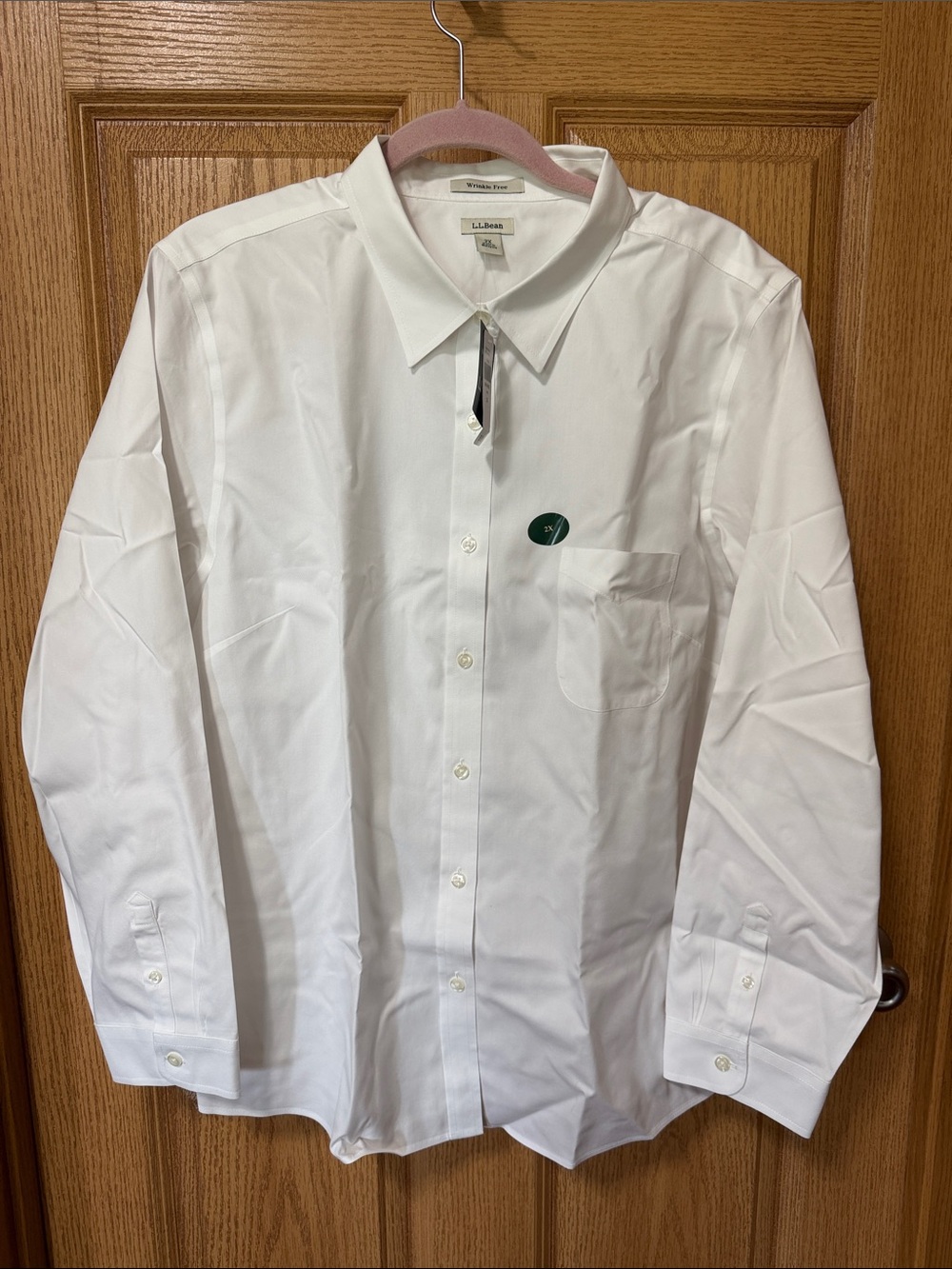 NWT L.L. Bean Wrinkle-Free Pinpoint Oxford Shirt White Size 2X